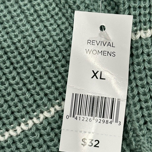 Women’s Dip XL 1X Cardigan Sweater Striped Olive Green White Comfortable NWT - Picture 7 of 8